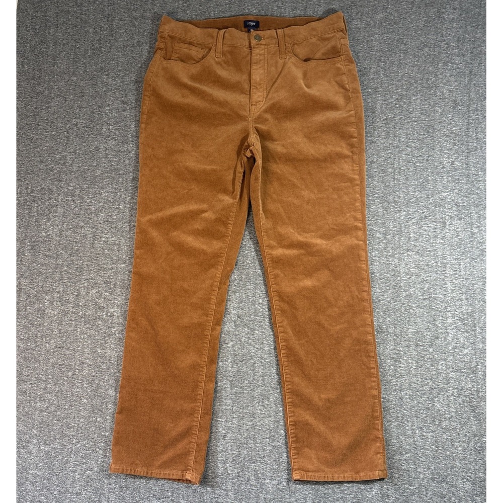 J Crew Women's Corduroy Pants Golden Brown Straight Leg High Rise Minimalist 31